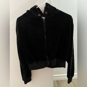 Fuzzy black cropped hoody: size small